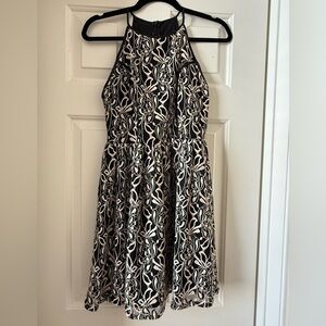 Chic Black and White Floral Midi Dress